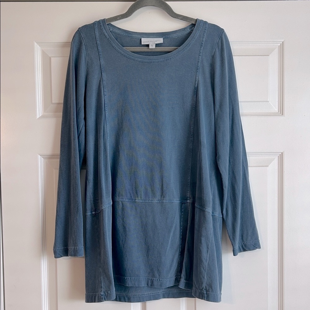 purejill Organic Cotton Slate Blue Long Sleeve Top, Medium